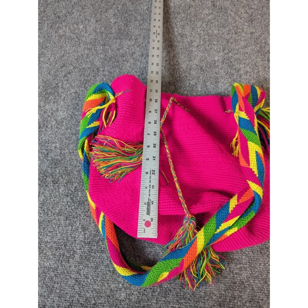 Original Handmade Wayuu Shoulder Bag From Colombia Fuchsia Color